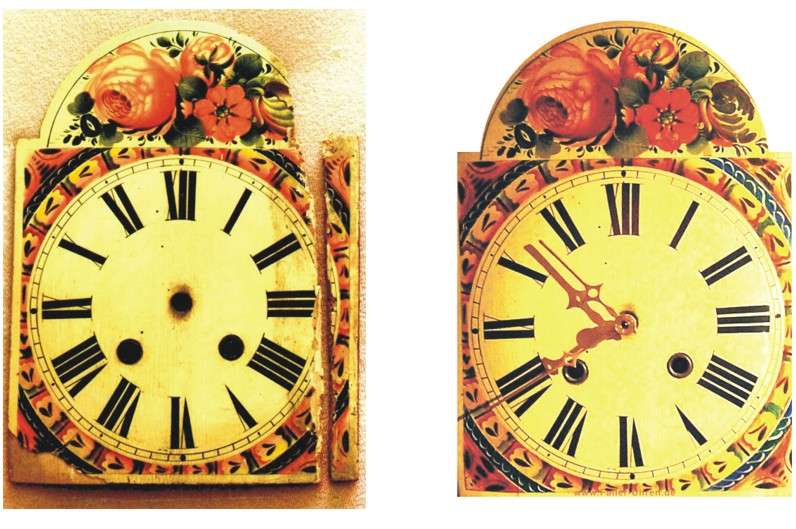 Restauriertes Uhrenschild von Helga Faller